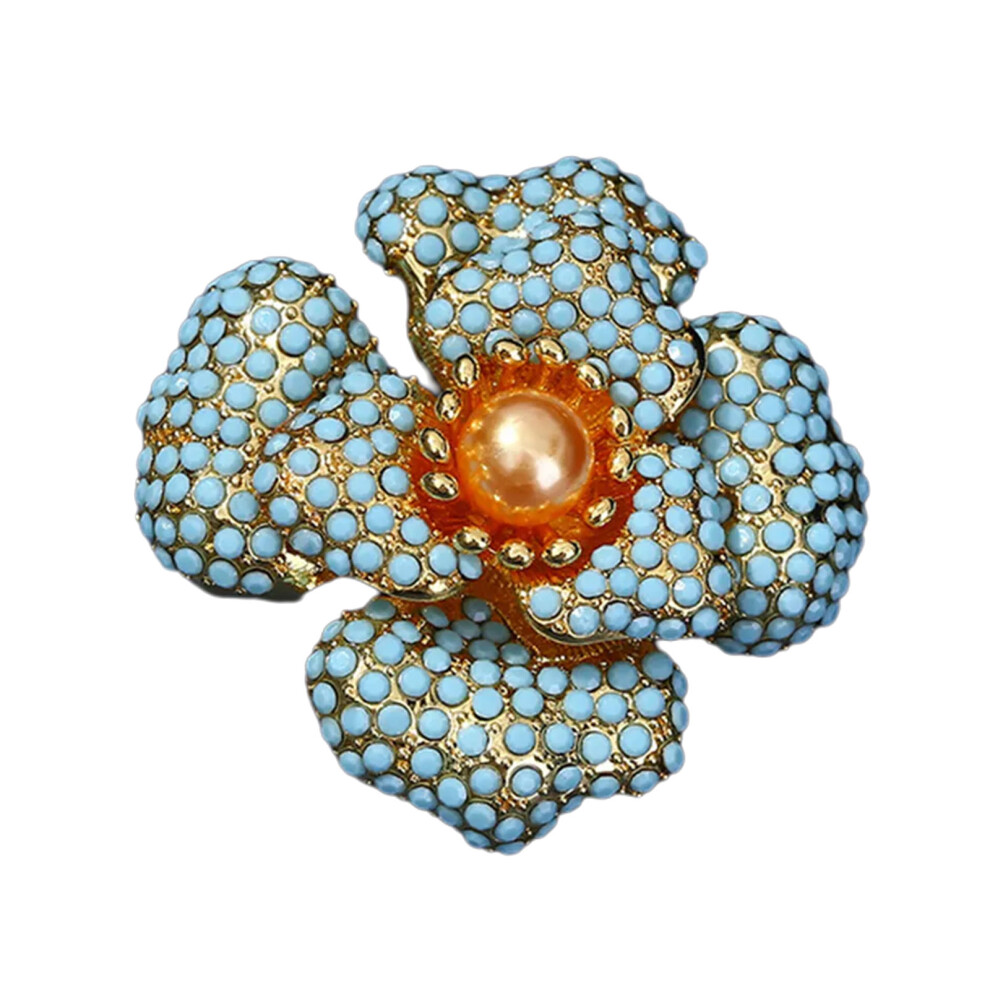 Peony Flower Women Brooch Pin Jewelry Badge with Sparkling-B