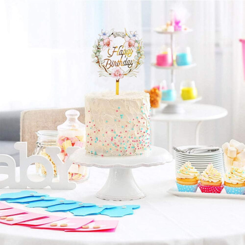 Décorations élégantes pour gâteaux d'anniversaire, en acrylique réutilisable. 2