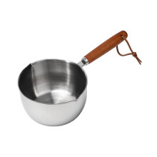 304 Stainless Steel Saucepan with Wooden Handle, Mini Milk Pan for Induction and Gas Stove 150ml