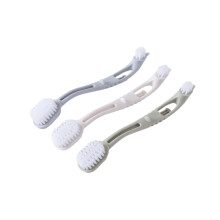 Shoe Cleaning Brush 3pcs Double Head Design with Non Slip Long Handle for Shoes Clothes Tiles Grey Green Beige