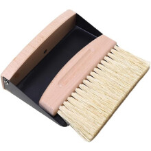 Dustpan and Brush Set with LongLasting Bristles, Small Indoor Broom for Home Cleaning, Black