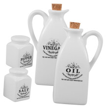 4Pcs Japanese Oil Dispenser Set Durable Ceramic Soy Sauce Bottles Vintage Kitchen Condiment Storage