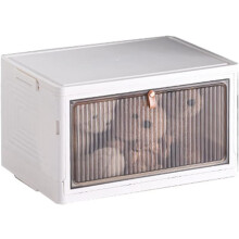 Foldable Plastic Storage Bin with Lid, Stackable Clear Under Bed Organizer for Home or Office (1 Layer)
