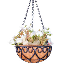 10 Inch Hanging Coco Liner Basket – Round Iron Planter with Natural Palm Fiber for Balcony, Patio, Garden