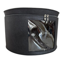 Hat Storage Box with Clear Window, Foldable Large Brim Hat Organizer for Travel and Closet, Black 16.9'x10.5'