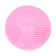 Round Silicone Makeup Brush Cleaning Pad 10x10cm Pink Easy Handheld Scrubber for Wide Brush Use