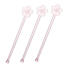 3 pieces glass stirring sticks with long handle for coffee juices cocktails portable easy clean