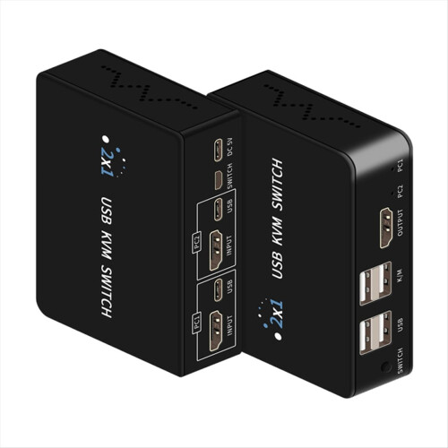 USB KVM Switcher 2 in 1 Out Laptop Printer Shared Switch 4K 60HZ Keybo 1