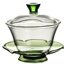 Glass Tea Cup with Lid, Heat Resistant Chinese Gaiwan for Tea Brewing at Home or Office