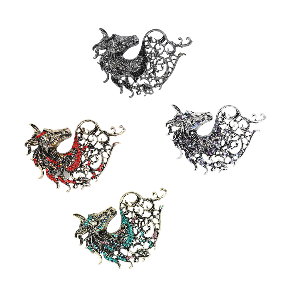 Trendy Alloy Horse Head Brooches Pack of 2/4 Lightweight-4