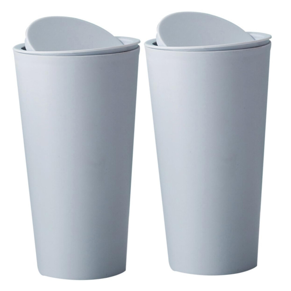 2Pcs Mini Desktop Plastic Trash Cans With Swing Lid Compact Small Waste Bins For Office Dorm Car 9001264690908