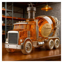 Glass Whiskey Decanter Car Shaped Cement Mixer Truck 320ml HandBlown Gift for Men