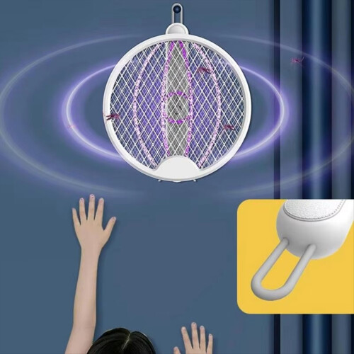 Electric Fly Swatter Folding Intelligent Zapper Safe Portable Repeller 2