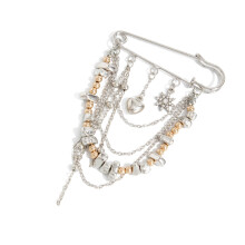 Shining Crystal Heart Brooch Adjustable Pant Chain Sturdy Alloy
