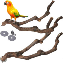 (As show, One size) Natural Parrot Perch Bird Standing Pole Wild Grape Stick Claw Grinding Fork Parakeet Climbing Standing