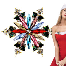 Snowflake Pin Christmas Rhinestone Brooch for and Men
