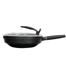 Large Non Stick Flat Bottom Wok Pan 52.5cm Wear Resistant for Induction and Gas Stove Cooking