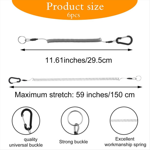 Sicherheits-Spiralseil, 6er-Pack Angelseile, einziehbar, robust 2