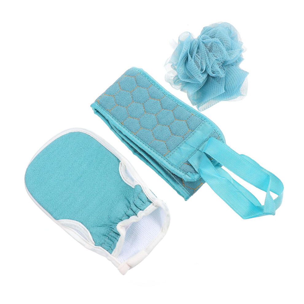 Bath Towel Set with Exfoliating Back Scrubber, Shower Gloves and Loofah for Deep Cleaning Spa