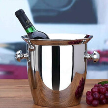 Insulated Stainless Steel Double Wall Ice Bucket with Carry Handle, Wine and Champagne Cooler for Parties