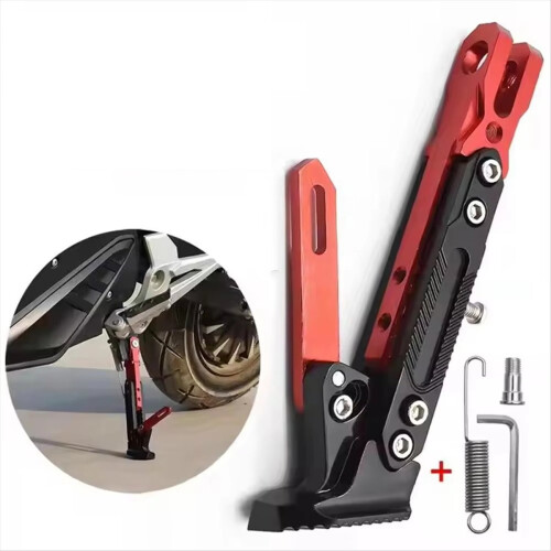 Adjustable Motorcycle Kickstand - Universal Aluminum Alloy Side Stand, 2