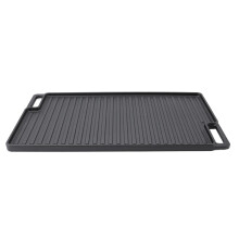 Cast Iron Grill Pan Reversible Flat Griddle with Handles for Stove Oven BBQ Unseasoned