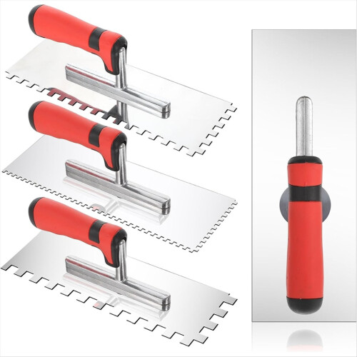 4 Pcs Tile Tools Stainless Steel Square Notched Trowel Set Masonry Han 1