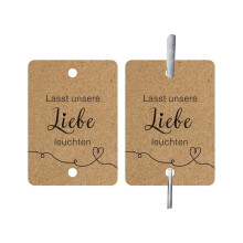 50Stück Geschenkanhänger aus Kuhleder für Hochzeiten-Lasst Unsere Liebe Leuchten, Handmade Label Gastgeschenke Hochzeit, Etiketten für