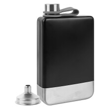 Stainless Steel Hip Flask 9oz with Funnel for Whiskey Liquor, Black Outdoor Camping Hiking