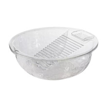 Washboard Laundry Basin with Integrated Scrubbing Board for Hand Wash in Dorms and Homes, Clear