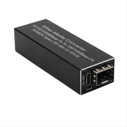 Mini RPOE 1.25G Media Converter SFP Transceiver Module 5V DC Type-C In 1