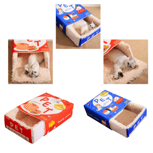 Lit de couchage lavable pour animaux de compagnie, grotte-Bleu M 2