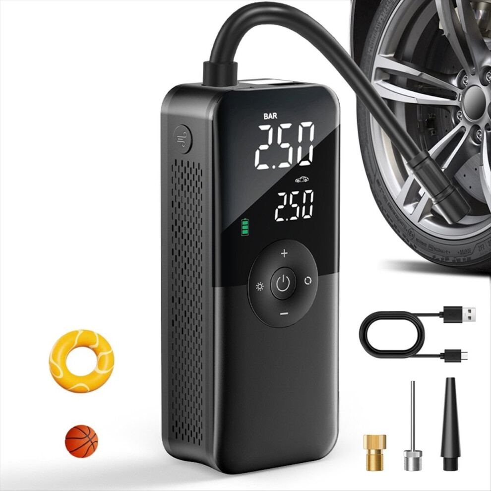 Portable Tire Inflator Rechargeable Electric For Car Bicycle Digital A Black 4853197634970