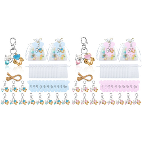 24 Set Angelic Footprint Keychains with Drawstring-Blue 1