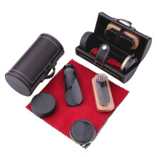Shoe Shine Brush Set 9Piece with Polish Applicator and Wax for Travel Portable Care (24070MM)