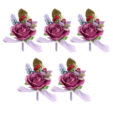 Tilbehør til formelle arrangementer Håndleddskorsasjesett Håndlagde blomsterpynt Kunstige silkeblomster Elegante bryllupsdekorative tilbehør