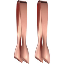 2 Pack Stainless Steel Ice and Sugar Tongs Rose Gold for Buffet Salad Bread Cake Serving