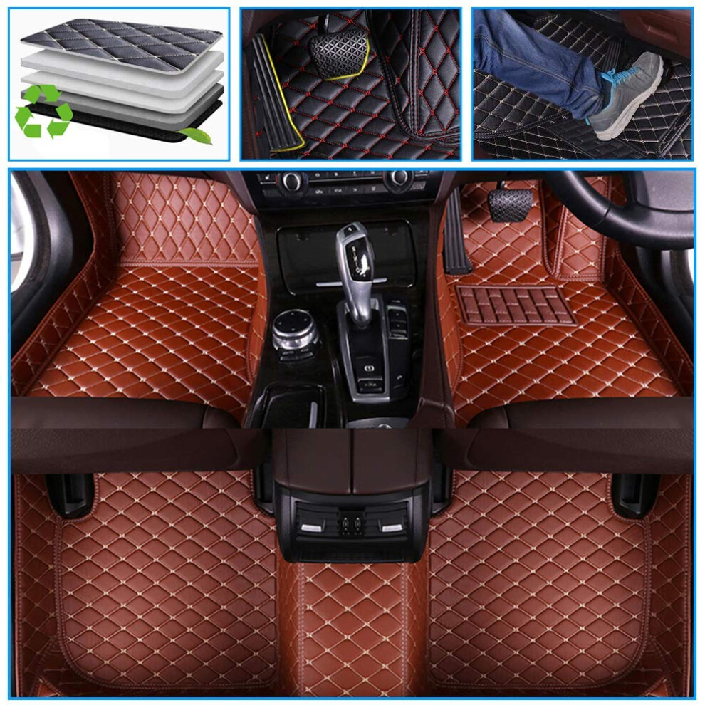 Car Floor Mats For 20182022 10Th Gen Hybrid, Full Coverage All Weather Leather Liners Brown 9001264693220