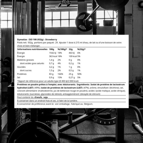ISO 100 932g Fraise Dymatize Proteine 2