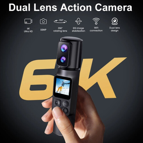 Portable Handheld 6K Action Camera EIS 5X Zoom 350 Rotatable Dual Len 2