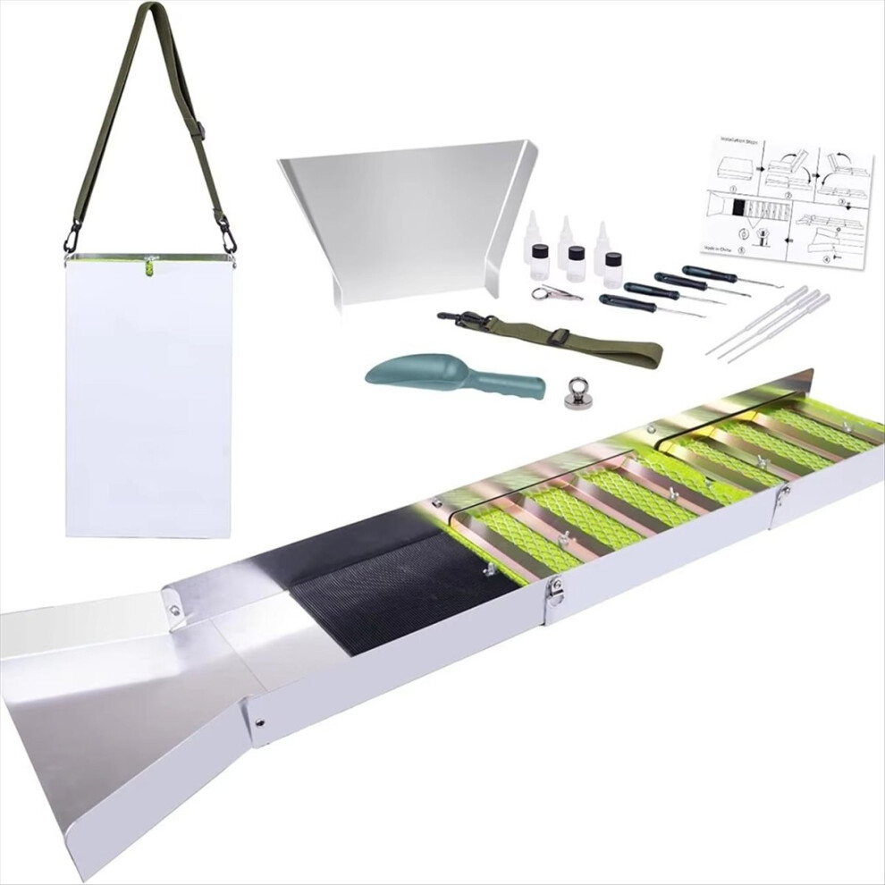 1 Set Gold Panning & Prospecting Kit With 50Inch Folding Sluice Box Po 4852827098045