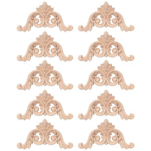 10 Pcs Wood Carving Decal Wood Carved Mouldings Corner Applique Home Door Decor Wood Carving for Door Cabinet Windows