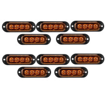 10Pcs 12V-24V 4LED Car Side Lights Turn Signal Lights Side Indicator Lights Taillight for Trailers Trucks Yellow
