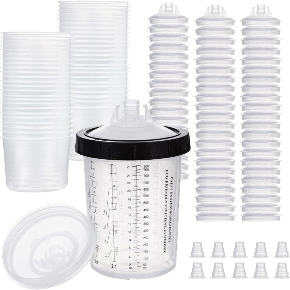 Paint Cup For Hvlp And Lvlp 28 Ounce (800Ml) Kit With 50 Cups Lids S 4852827096010