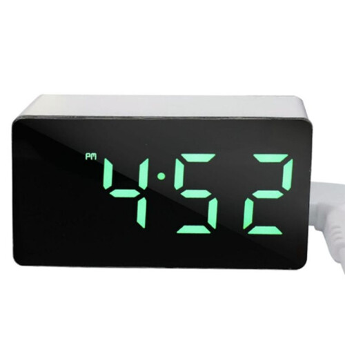 Digital Clock TEMP Date 3 Alarms Power-Off Memory Table Clock USB Powered Always  12/24H Night Mode LED Clock Green