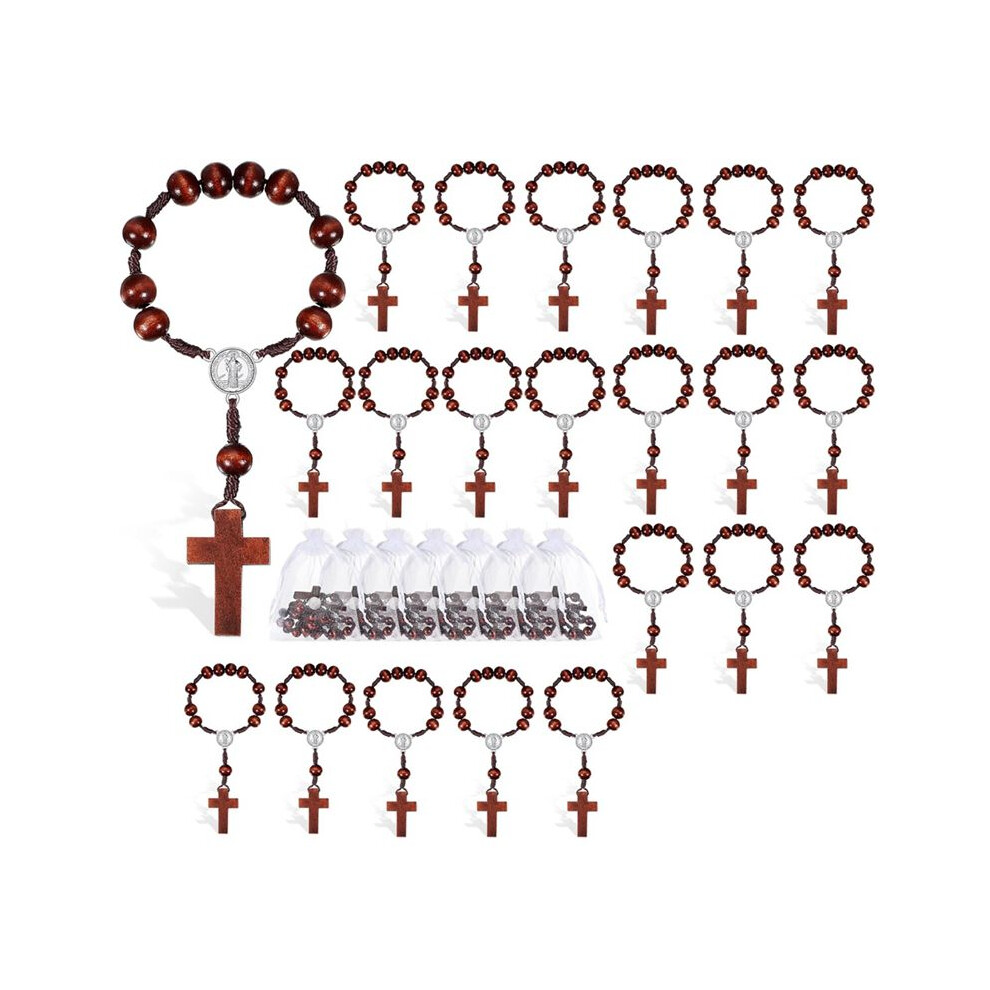 30 Pcs Baptism Rosary Bible Verse Favors Mini Baptism Favors Wood Rosary For First Communion Gift With 30 Organza Bag White Exogio