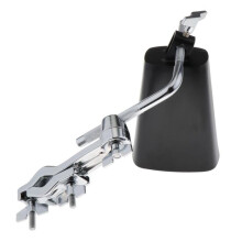Metal Cow Bell Noise Maker Percussion Instrument Mountable Black for Drum Set with Stand Mount Clamp