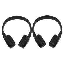 2Pack IR Wireless Headphones for Car DVD Player Headrest Video,-Ear Infrared Headphones Headset Universal (Black)