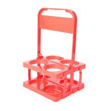 4 Holes Foldable Plastic Beverage Carrier,Reusable Drink Holder with Handle Portable Drink Holder Red