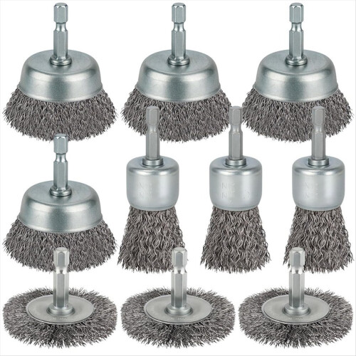 10 Pcs Wire Brush for Drill, 1/4 Inch Hex Shank, Cup Drill Bit Cleanin 1